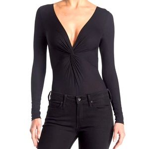 Topshop Twist Front Long Sleeve Bodysuit